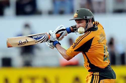 Michael Hussey plays it past the slips, South Africa v Australia, 1st ODI, Durban, April 3, 2009
