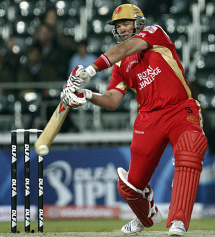 Jacques Kallis shapes up to hit it over cover, Royal Challengers Bangalore v Delhi Daredevils, IPL, 52nd match, Johannesburg, May 19, 2009