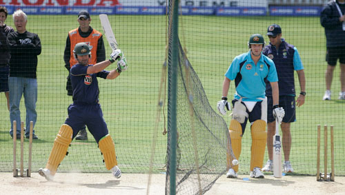 Ricky Ponting and Shane Watson in the nets