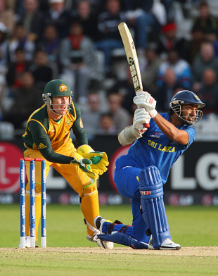 Kumar Sangakkara, on one knee, carves another boundary, Australia v Sri Lanka, ICC World Twenty20, Trent Bridge, June 8, 2009