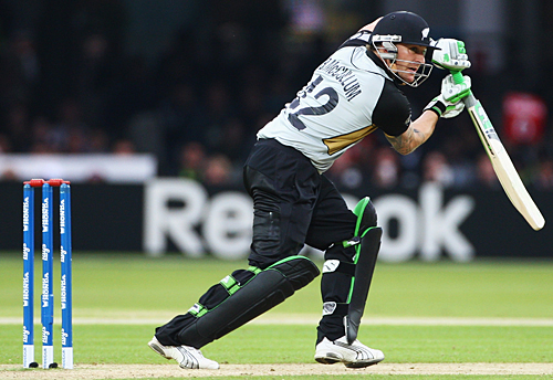 Brendon McCullum guides it past point
