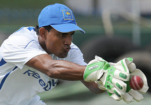 Kaushal Silva practices his wicketkeeping skills, Galle, July 3, 2009