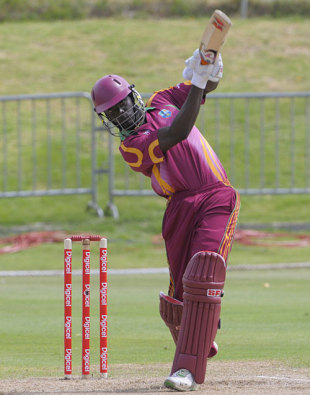 Andre Fletcher hits one down the ground, West Indies v Bangladesh, 3rd ODI, Basseterre, July 31, 2009