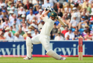 Marcus North blasts one through the off side, England v Australia, 4th Test, Headingley, 2nd day, August 8, 2009