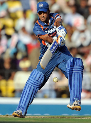 MS Dhoni slaps one through the off side, India v Australia, 2nd ODI, Nagpur, October 28, 2009