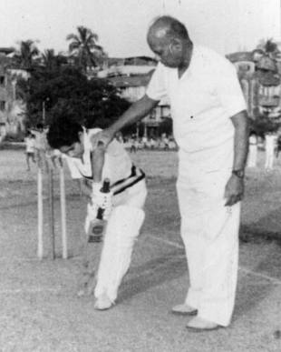 Sachin Tendulkar with his coach Ramakant Achrekar in the mid-1980s