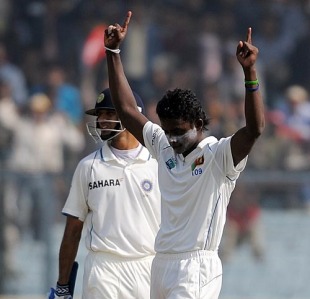 Ajantha Mendis celebrates Sachin Tendulkar's wicket, India v Sri  Lanka, 2nd Test, Kanpur, 2nd day, November 25, 2009