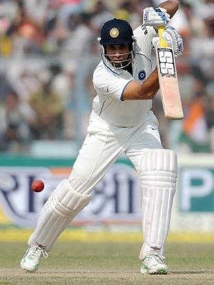 VVS Laxman drives during his half-century, India v Sri Lanka, 2nd Test, Kanpur, 2nd day, November 25, 2009