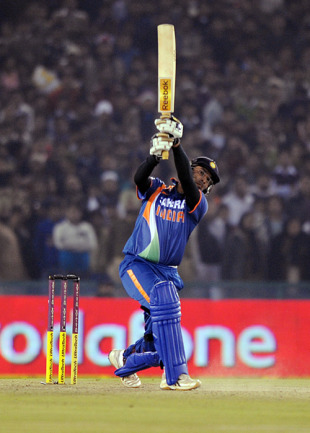 Yuvraj Singh slammed five sixes in his heroic innings, India v Sri Lanka, 2nd Twenty20, Mohali, December 12, 2009