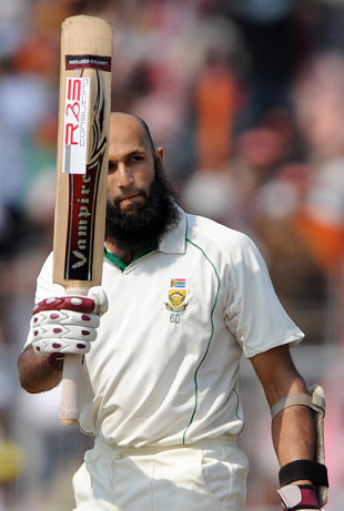 Hashim Amla brings up his second century of the match, India v South Africa, 2nd Test, Kolkata, 5th day, February 18, 2010