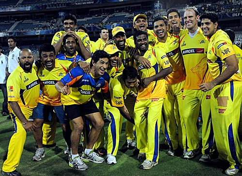 Chennai Super Kings celebrate their IPL triumph