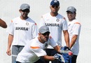 MS Dhoni collects the ball during fielding practice at the Premadasa Stadium, Colombo, July 11, 2010