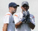 Gary Kirsten and MS Dhoni during a training session at the Premadasa Stadium, Colombo, July 11, 2010