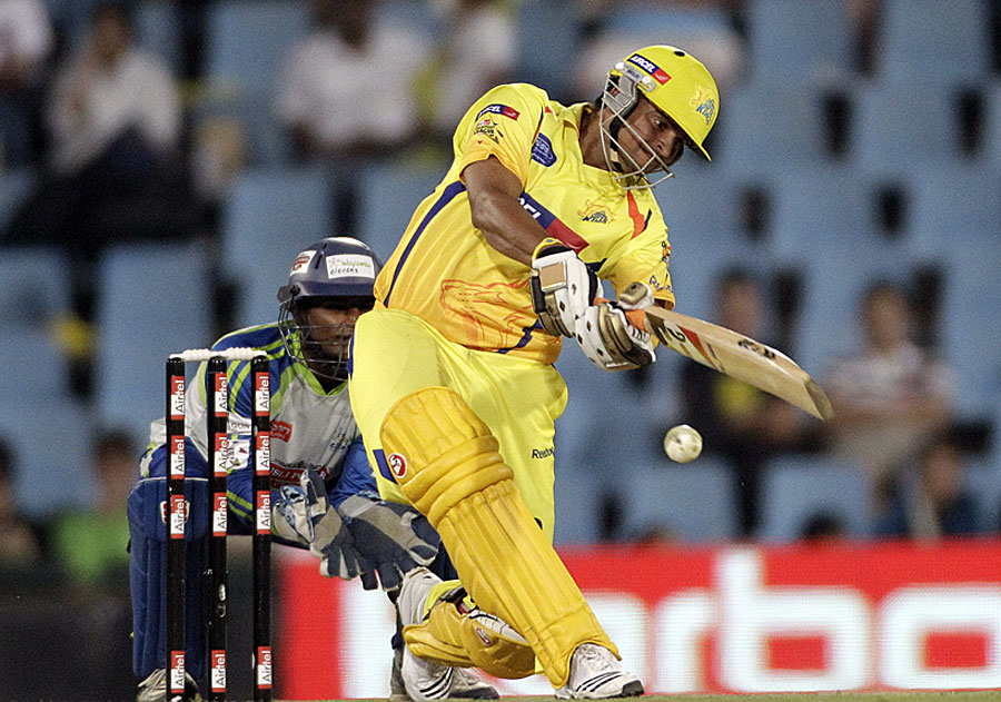 Suresh Raina tries to launch into one