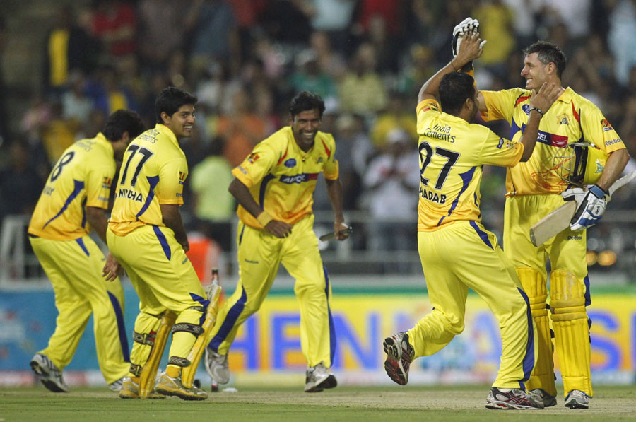 The Chennai players are ecstatic after their triumph