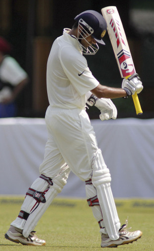 Rahul Dravid shows his disappointment after being dismissed, India v Australia, 1st Test, Mohali, 3rd day, October 3, 2010