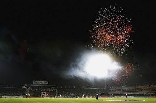 fireworks after the opening match of the icc champions trophy
