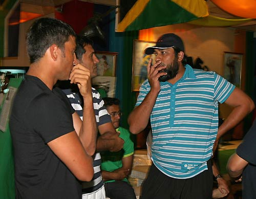 Younis Khan and Inzamam-ul-Haq are in shock after hearing of  Bob Woolmer's death, Kingston, Jamaica, March 18, 2007