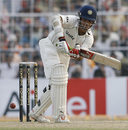 Sourav Ganguly punches the ball to the leg side