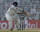 Sourav Ganguly shapes to play a late cut during his 46 