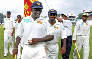 The deadly duo: Ajantha Mendis and Muttiah Muralitharan shared 19 wickets between them, Sri Lanka v India, 1st Test, SSC, Colombo, 4th day, July 26, 2008