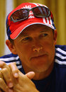 England's batting coach, Andy Flower, speaks to the press in Basseterre, January 28, 2008