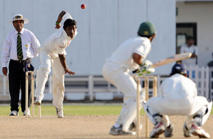 Ajantha Mendis picked up one wicket in the tour game, Patron's XI v Sri Lankans, 1st day, Karachi, February 17, 2009